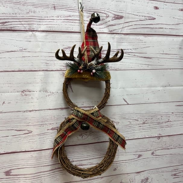 Antlered Snowman Silk (Artificial) Wreath