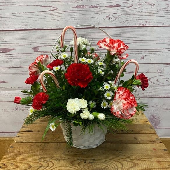 Candy Cane Lane Basket Arrangement