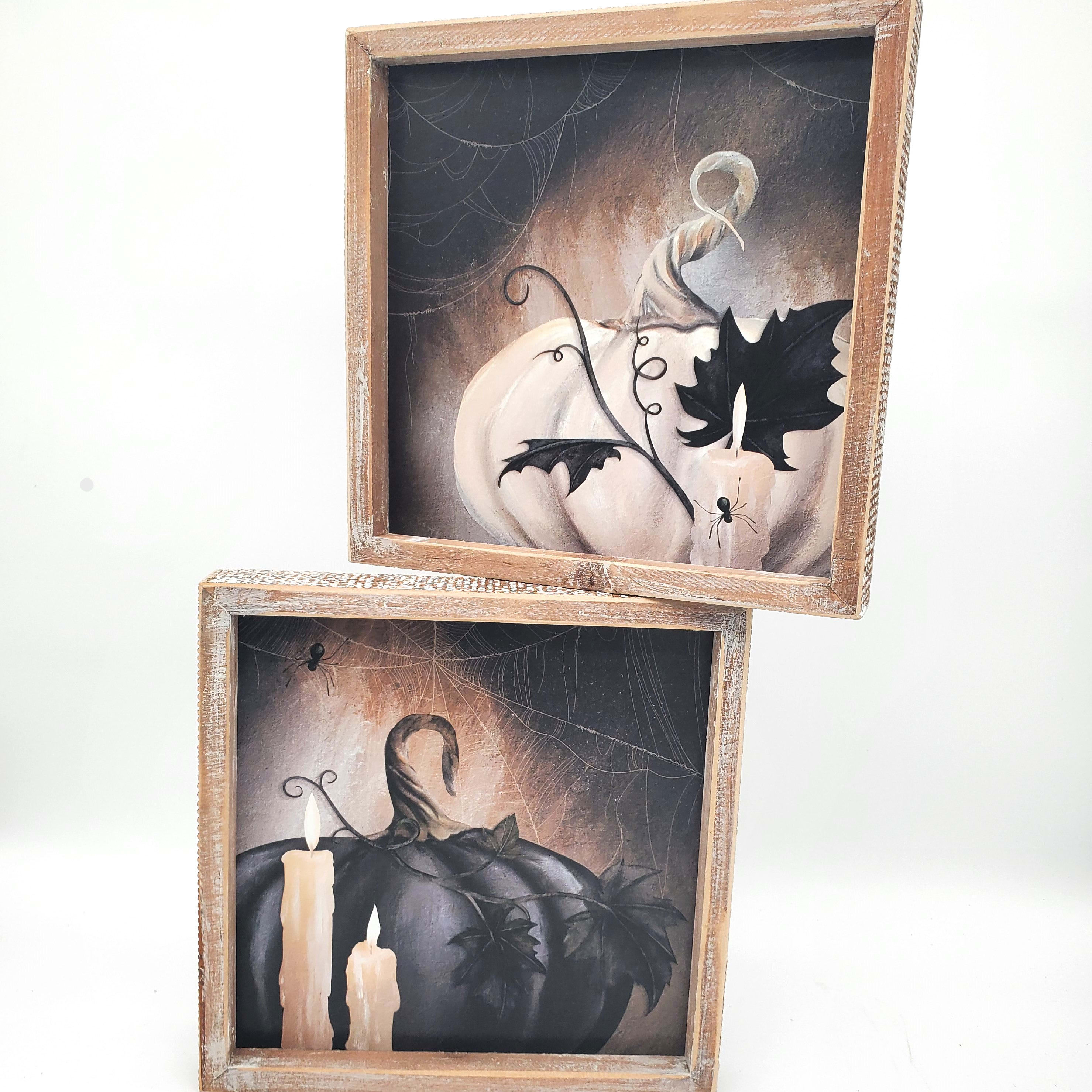 Black and White Creeping Pumpkin Wall Hanging