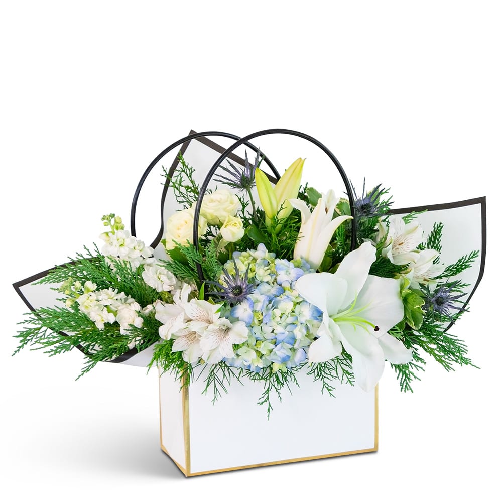 Luna Blue Tote Flower Bouquet