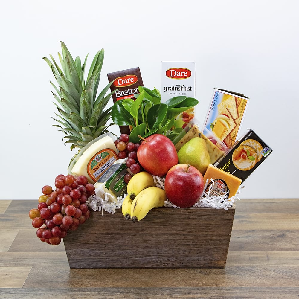 Classic Fruit and Cheese Basket Flower Bouquet