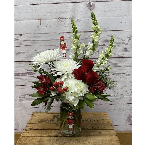 Nutcracker Christmas Vased Arrangement
