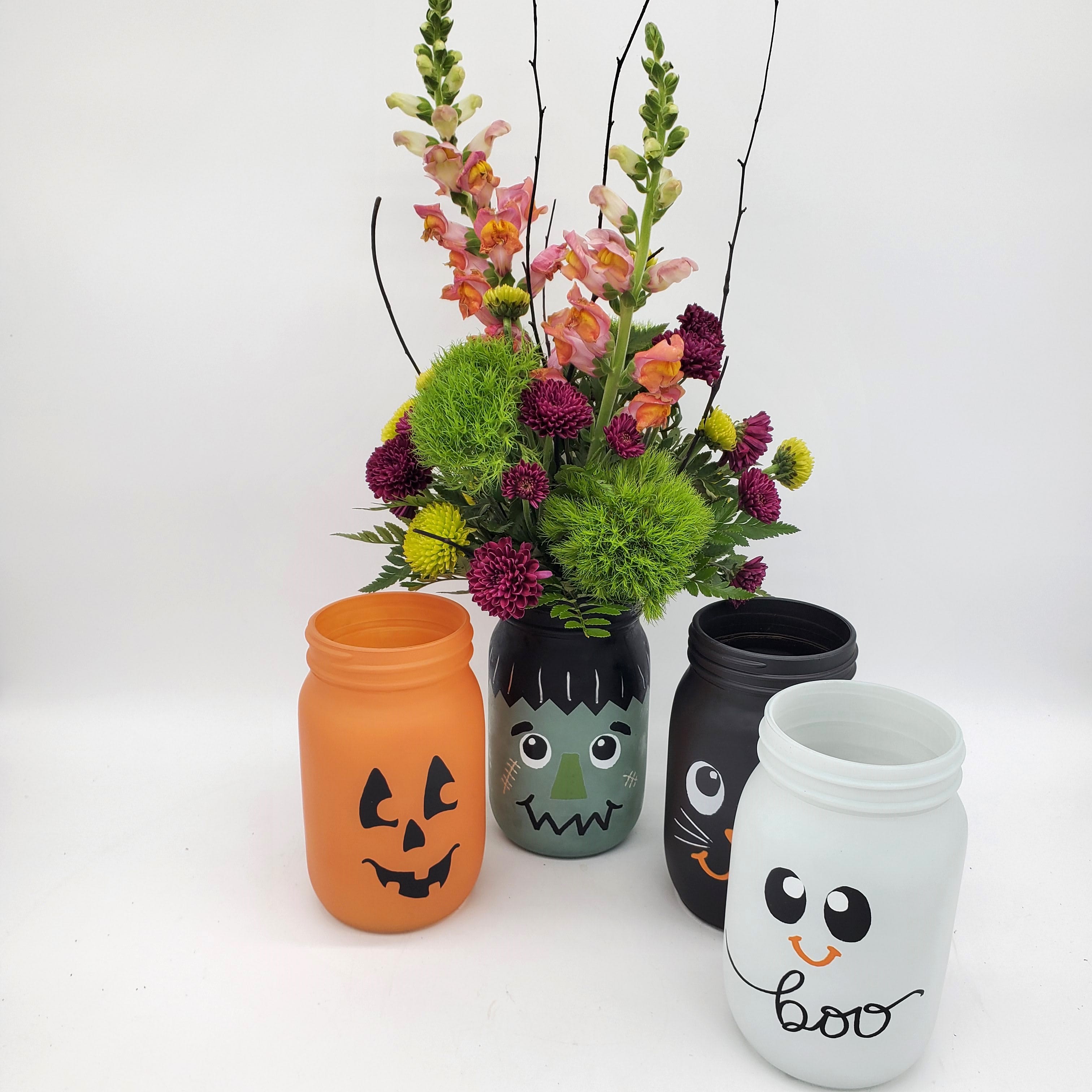 Scary Mason Jar Arrangement Flower Bouquet