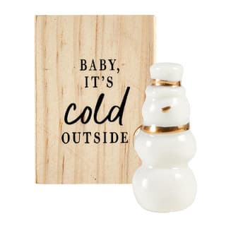 CERAMIC FIGURES PINE BOX- SNOWMAN