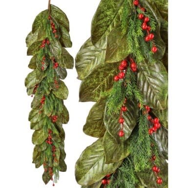 48'' WP BERRY MAGNOLIA LEAF GARLAND