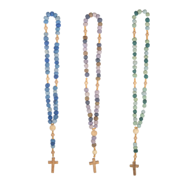 Handmade Felted Wool and Wood Beaded Rosery