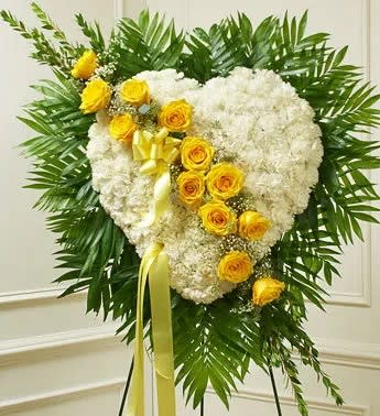 Undying Love Floral Heart – Yellow Flower Bouquet