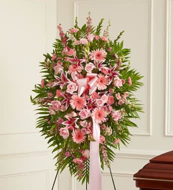 Profound Sympathies Standing Spray – Pink Flower Bouquet