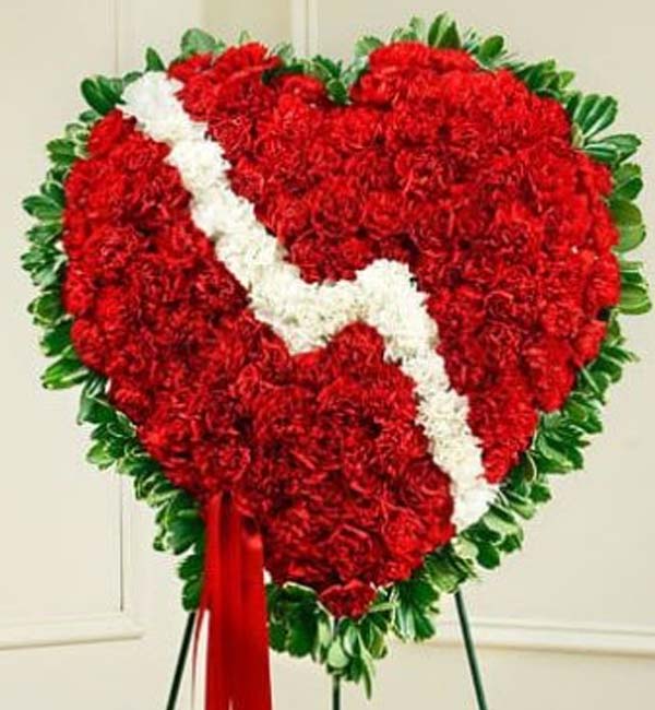Red & White Standing Healing Heart Flower Bouquet