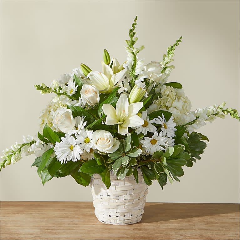 IVORY ELEGANCE FLORAL BASKET Flower Bouquet