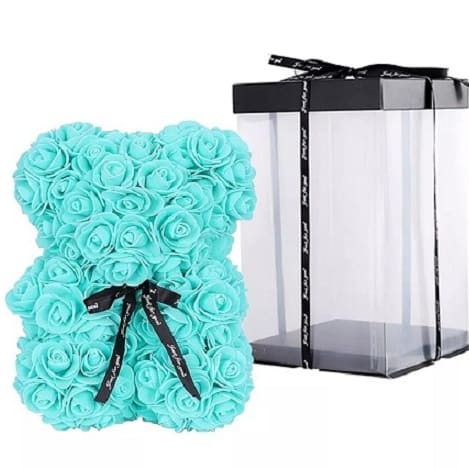 10" Tiffany Colored Rose Bear Flower Bouquet