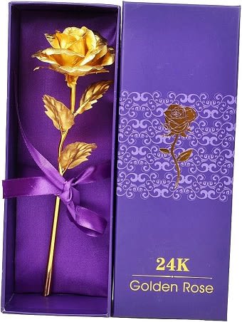 Foil Rose with Box Flower Bouquet