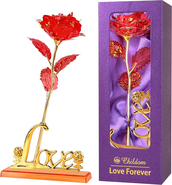 Foil Rose with Love Stand Flower Bouquet
