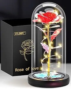Red Beauty & Beast Rose with LED Lights Flower Bouquet
