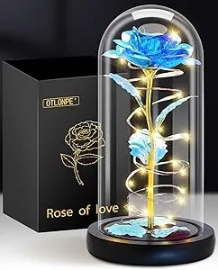 Blue Beauty & Beast Rose with LED Lights Flower Bouquet
