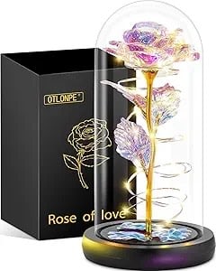 Crystal Beauty & Beast Rose with LED Lights Flower Bouquet