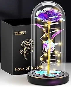 Purple Beauty & Beast Rose with LED Lights Flower Bouquet