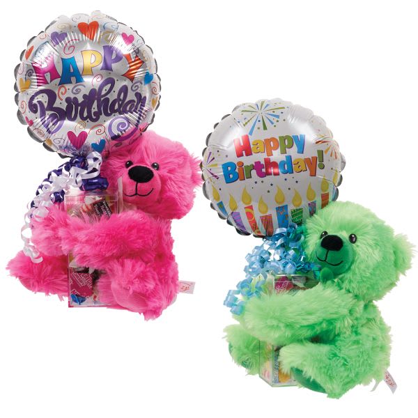 Birthday Rainbow Bear with candy and balloon Flower Bouquet