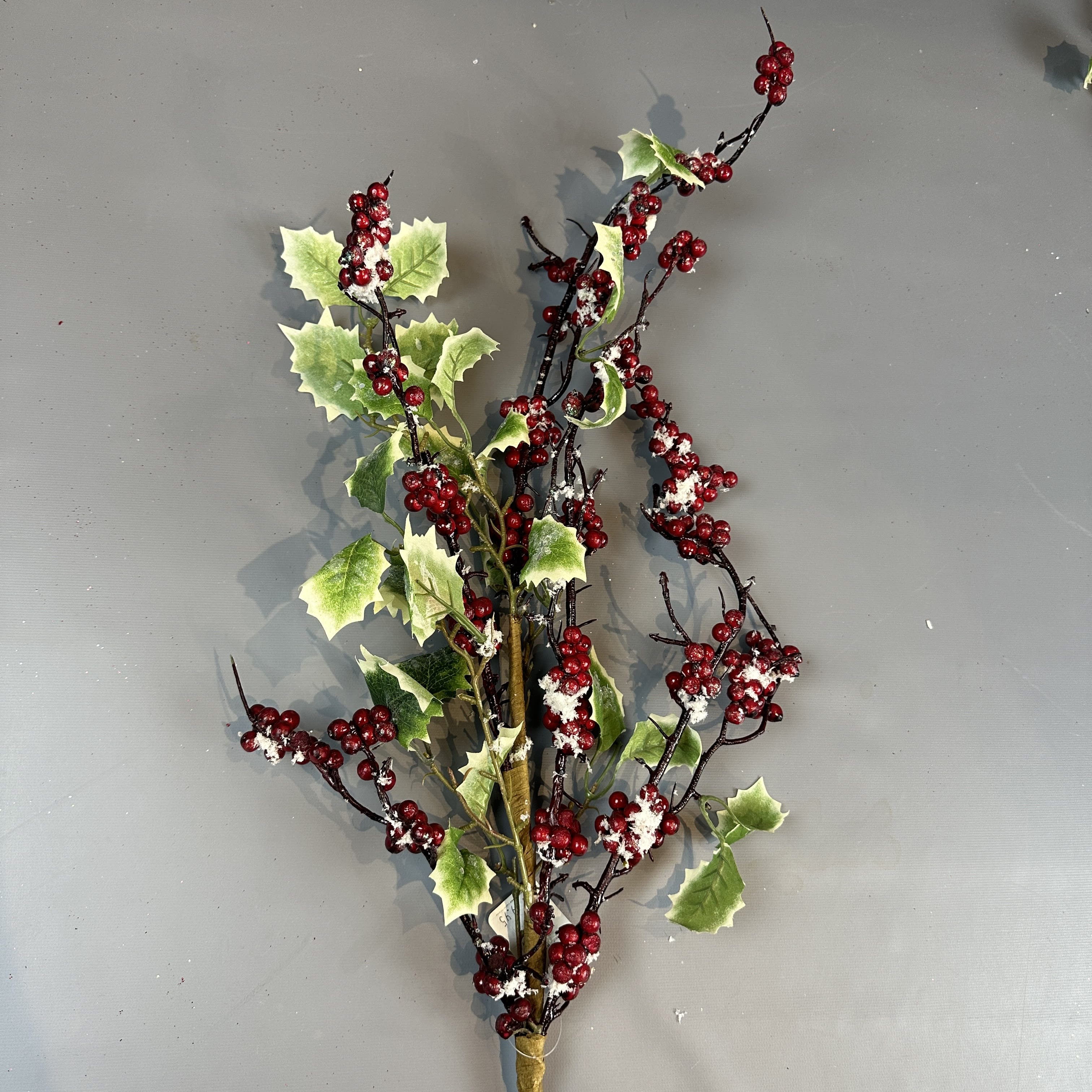 HOLLY PICK WITH RED FROSTED BERRIES 36''L