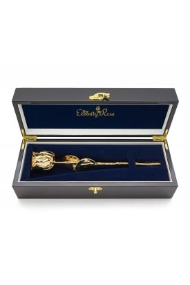 Gold-Dipped Rose in Gift Box Flower Bouquet