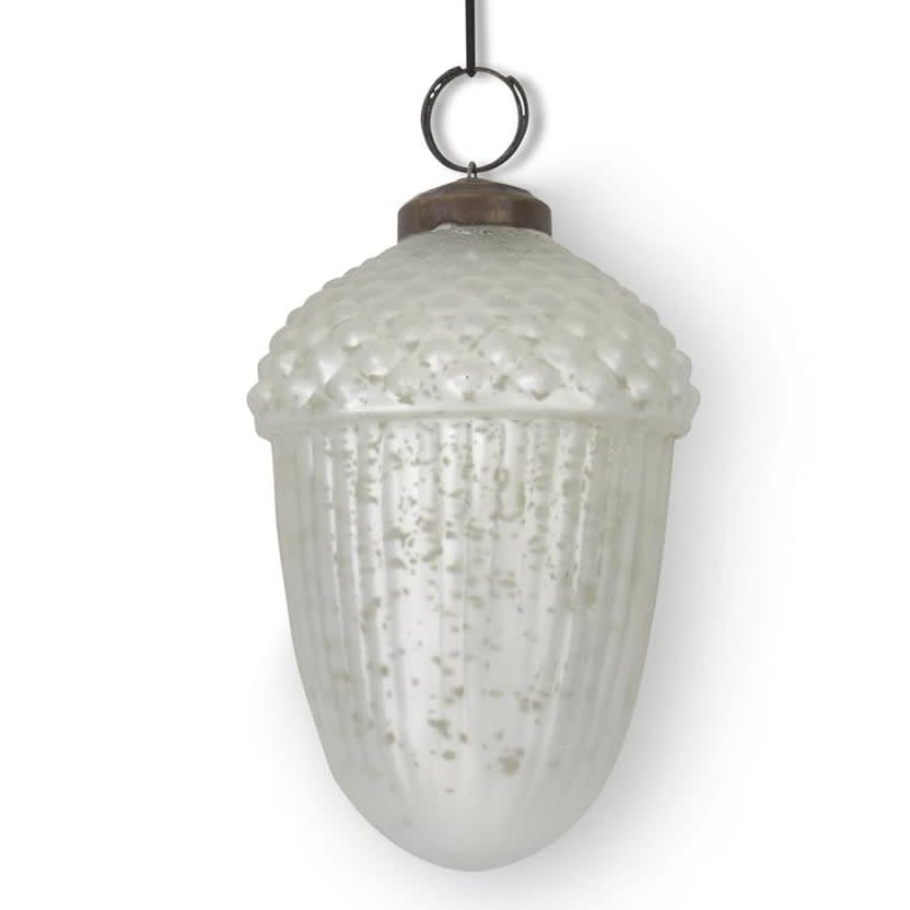 4.25'' WHITE MERCURY GLASS ACORN ORNAMENT