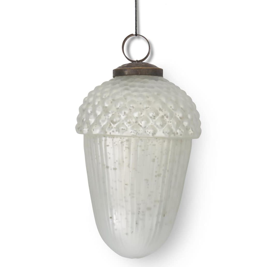 5.25'' WHITE MERCURY GLASS ACORN ORNAMENT