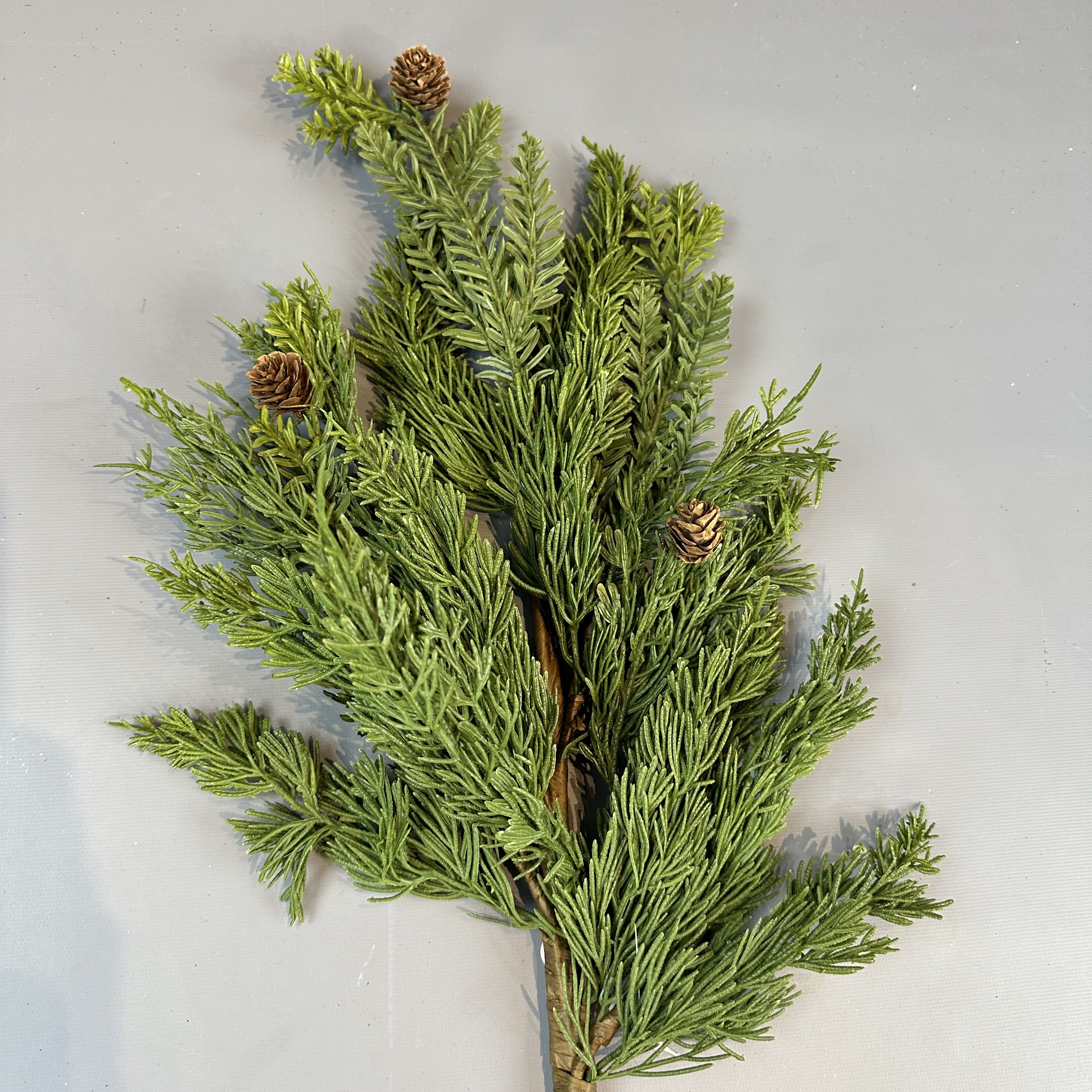 27'' GREEN FIR STEM WITH PINECONES