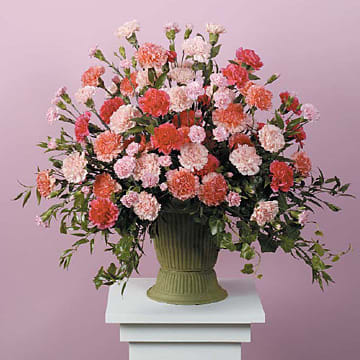 Pink and Peach Carnation Urn Flower Bouquet