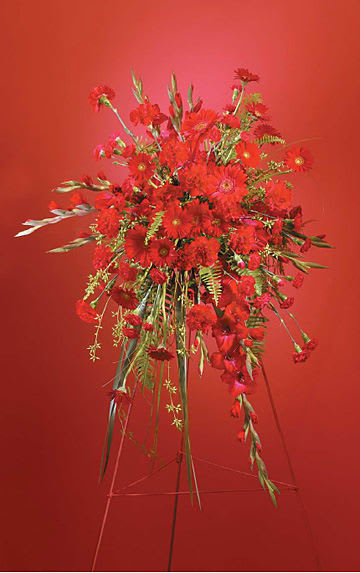 Red Standing Spray Flower Bouquet