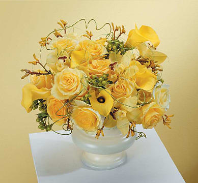 Yellow Urn Arrangement Flower Bouquet