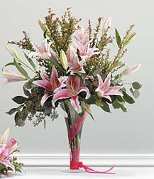 Lily vase arrangement
