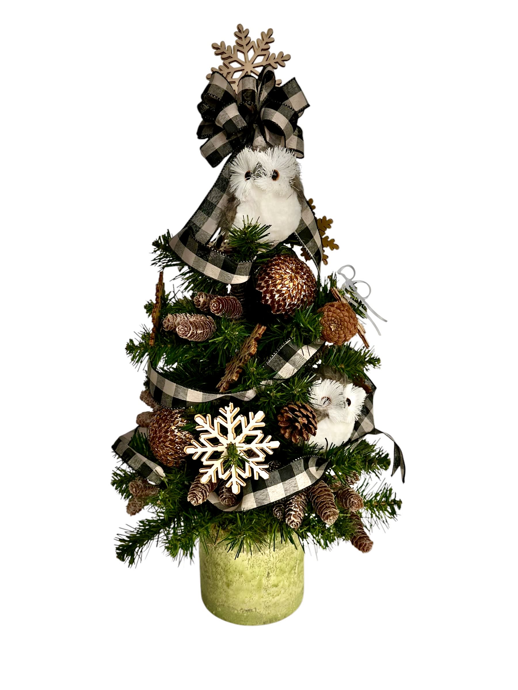 Snowy Owl Christmas Tree Flower Bouquet