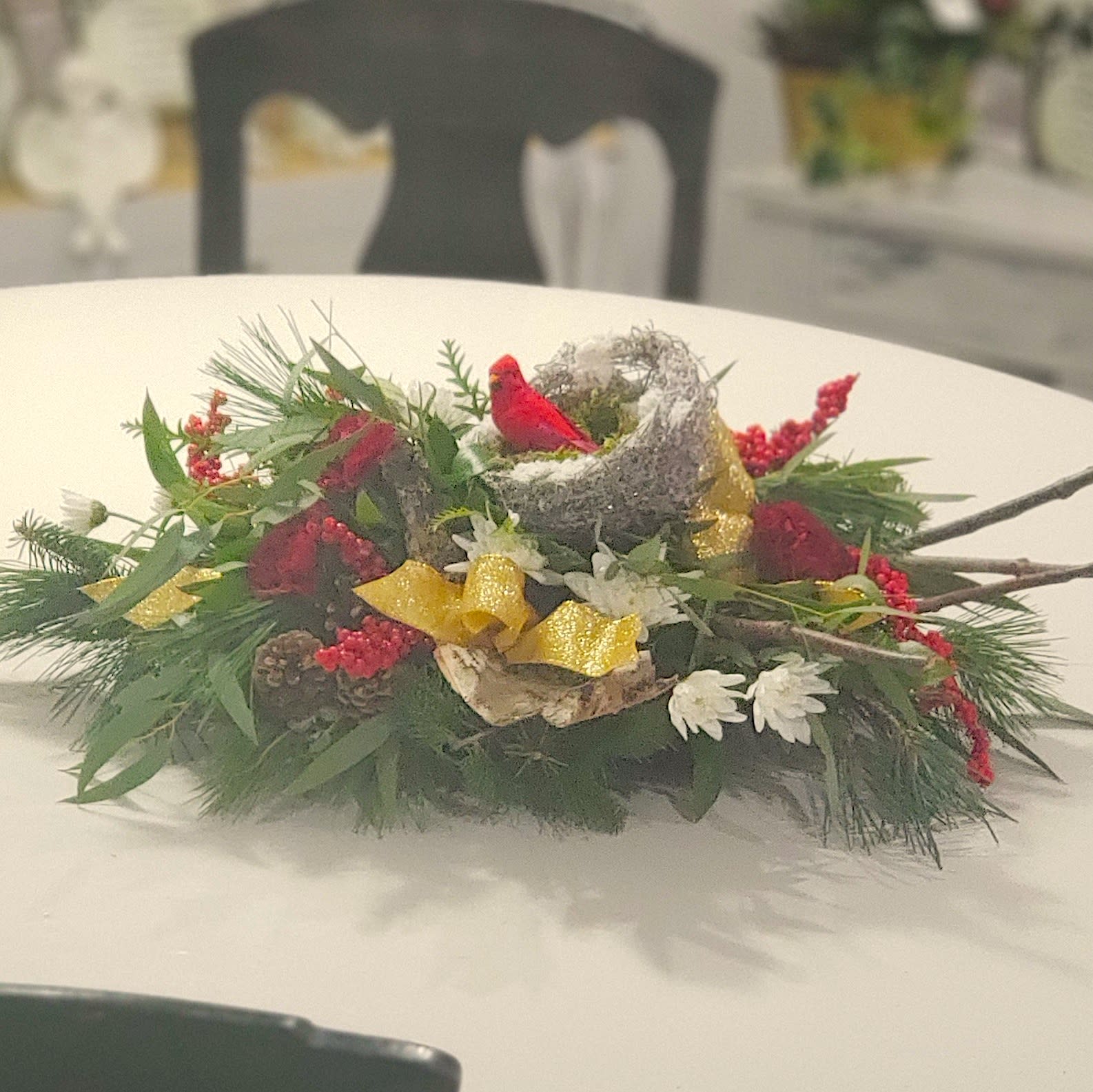 Rustic Elegance Centerpiece with Cardinal