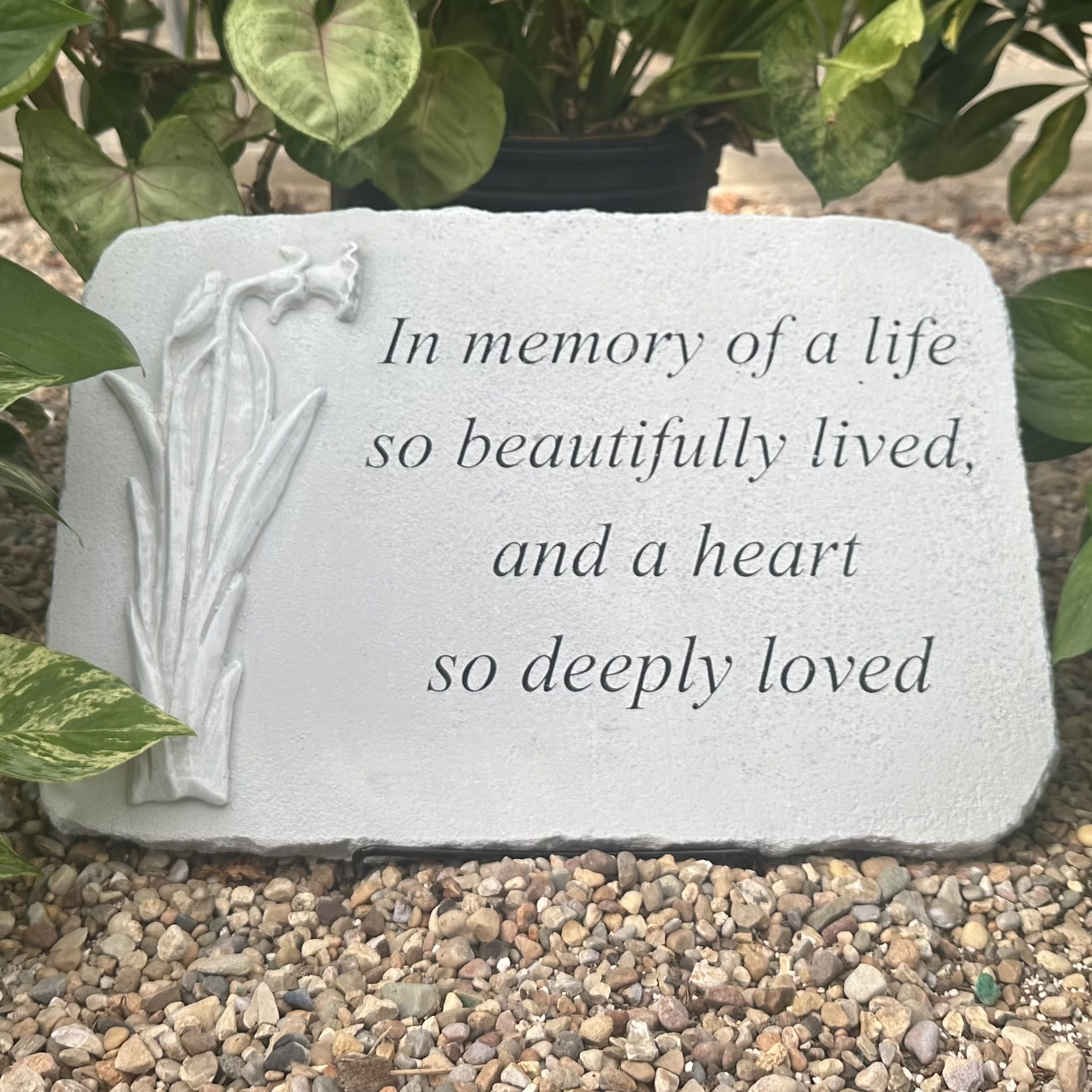 In Memory of a Life w/Flower Memorial Stone