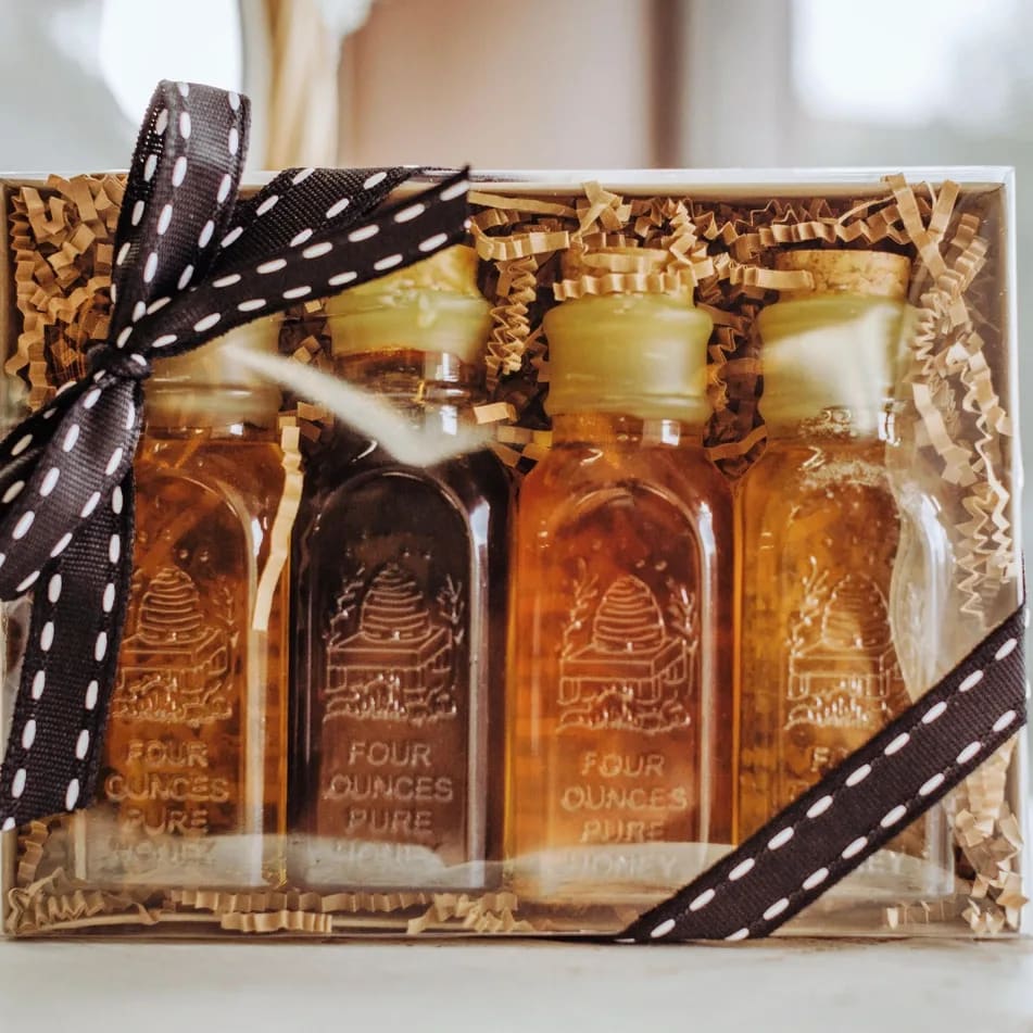 Vintage Honey Bottle Sampler Gift Set Flower Bouquet