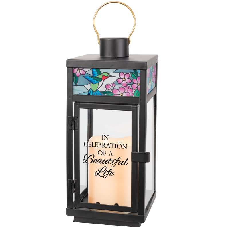 "In Celebration" Stained Glass Top Memorial Lantern