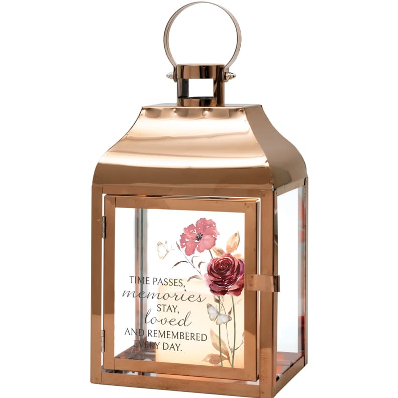 "Remembered" Floral Memorial Lantern