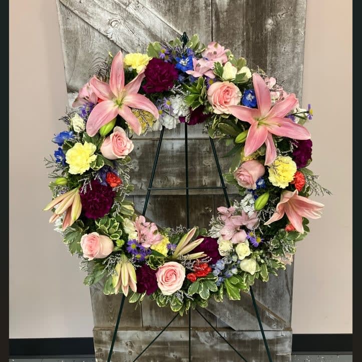 Warm Thoughts Standing Easel Wreath Flower Bouquet