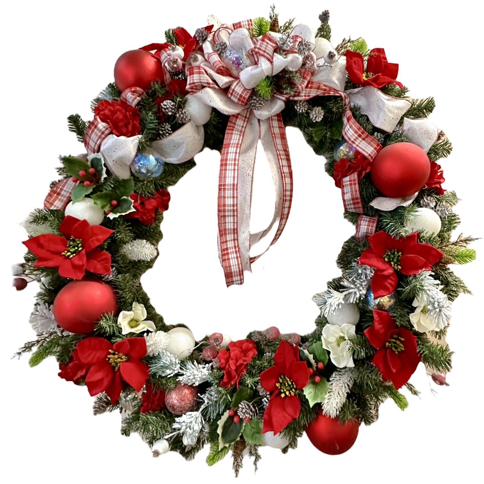 Holiday Charm Poinsettia Wreath Flower Bouquet