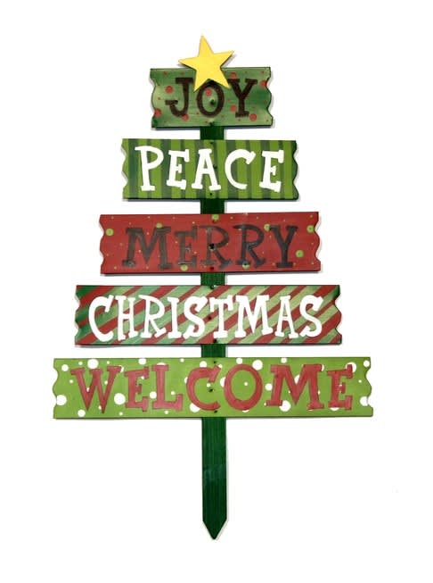 20" Christmas Tree and Sign Garden Stake