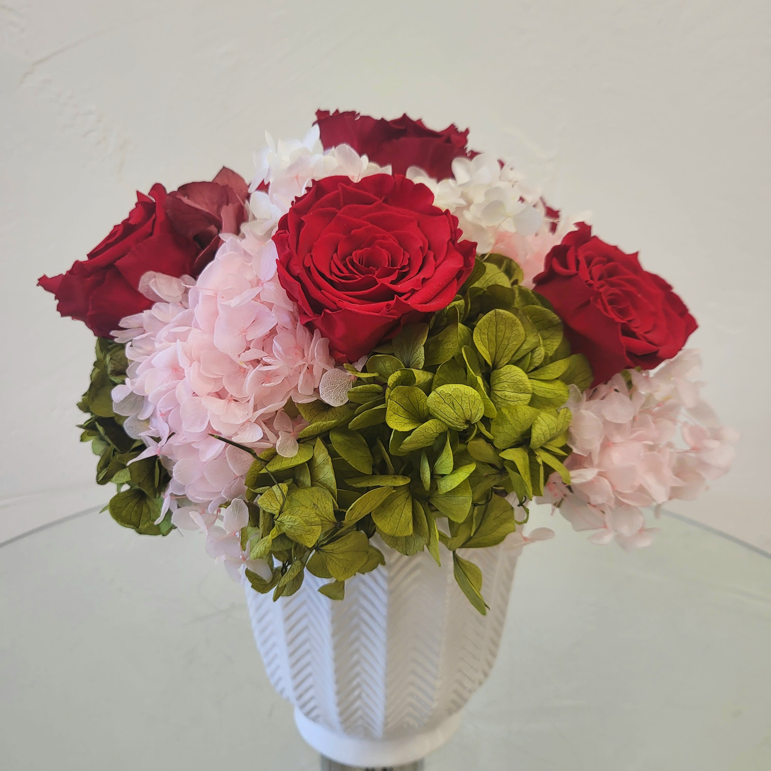Preserved Rose Vase Flower Bouquet