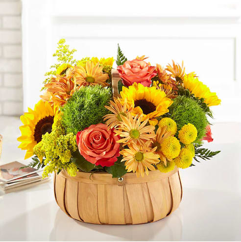 Fall Harvest Basket Flower Bouquet