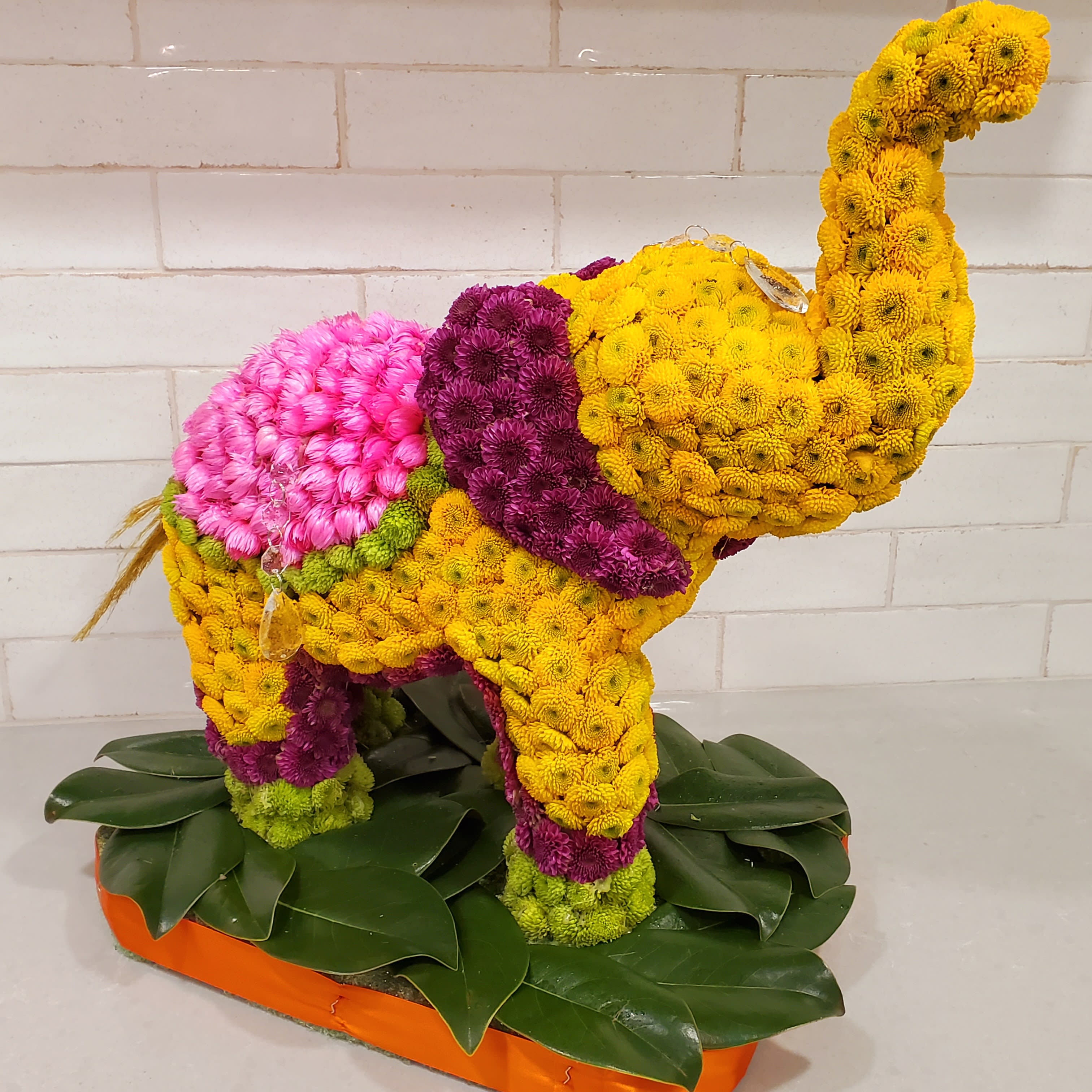 Diwali Elephant, Floral Sculpture
