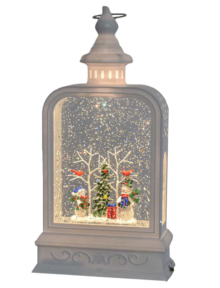 LED Light Up and Shine Shimmer Snowman Lantern Scene