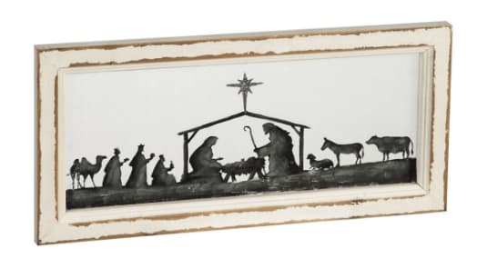 Nativity Scene Hand Painted Screen Wood Frame