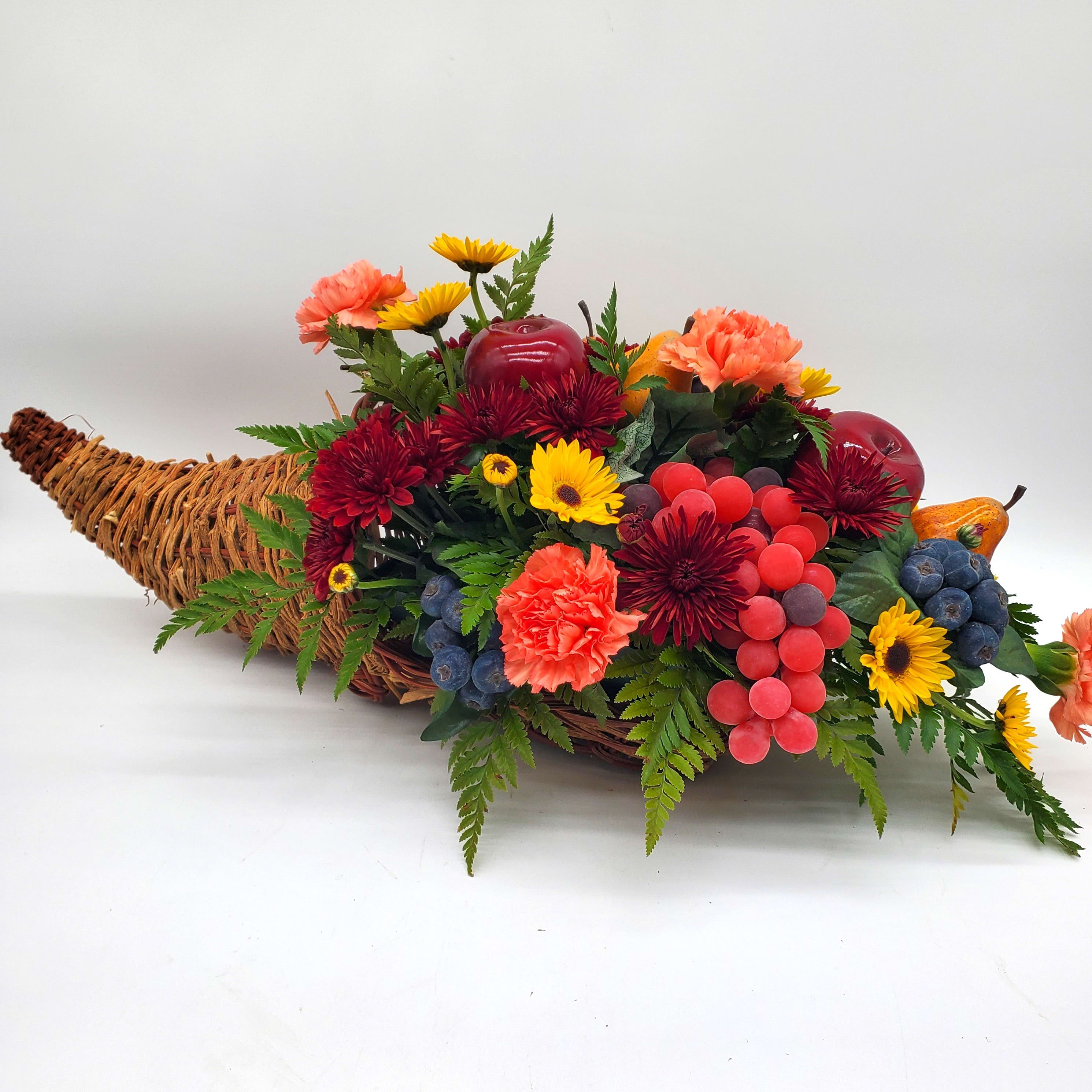 Flowers and Fruit Cornucopia Flower Bouquet