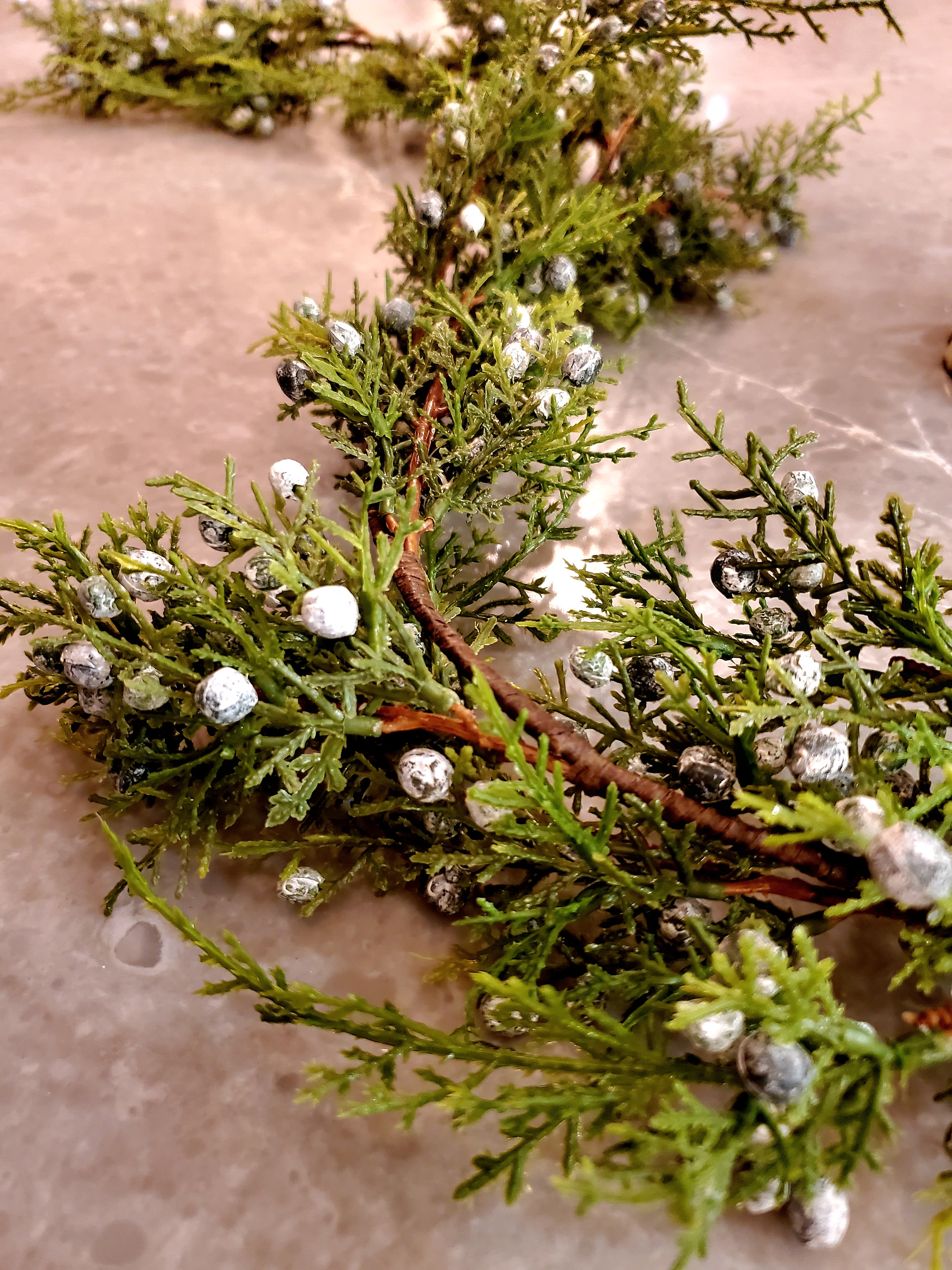 Faux Juniper Garland Flower Bouquet
