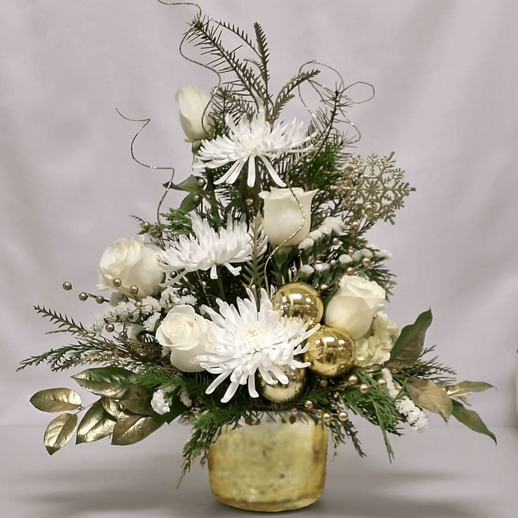 Golden Yuletide Flower Bouquet
