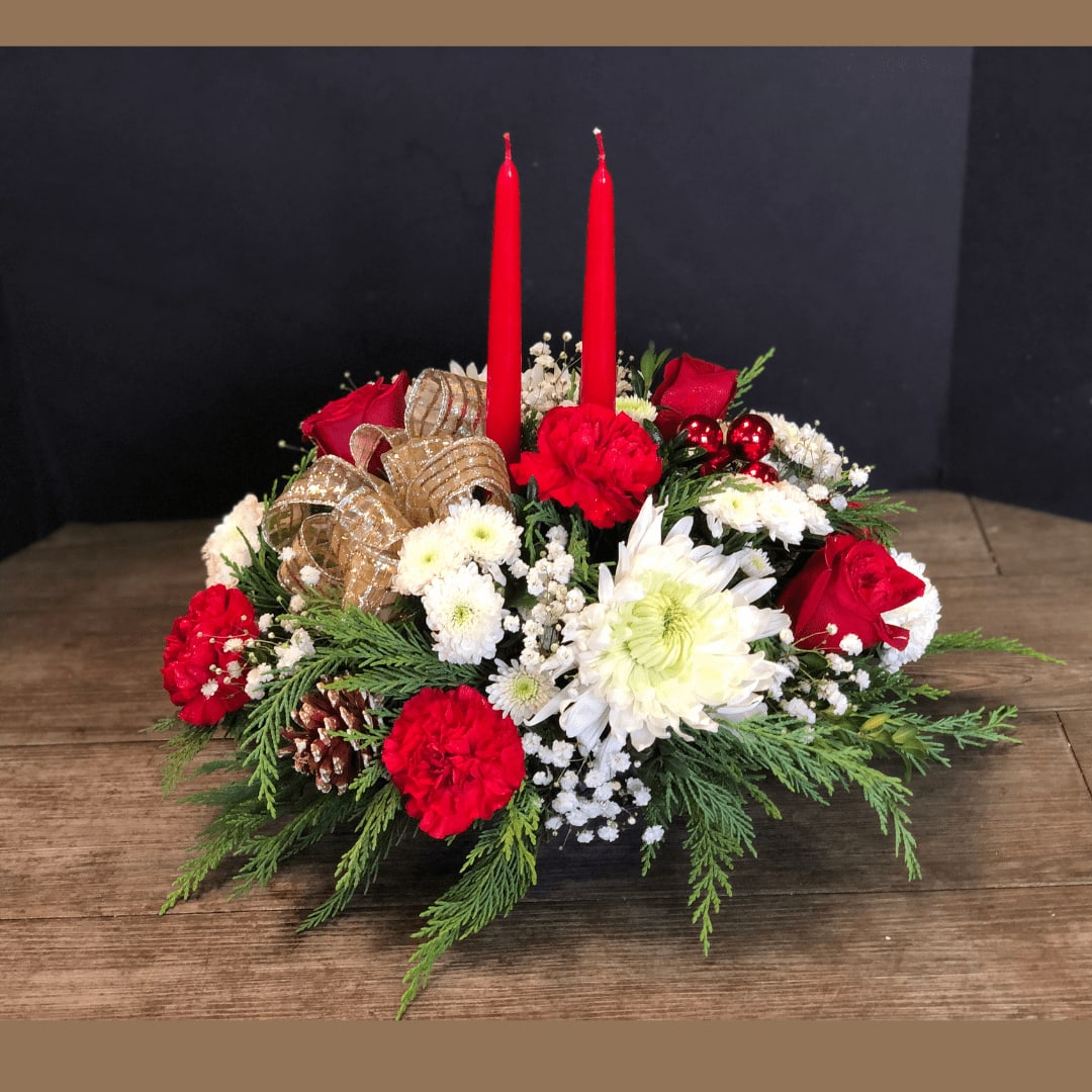 Two Candle Christmas Centerpiece