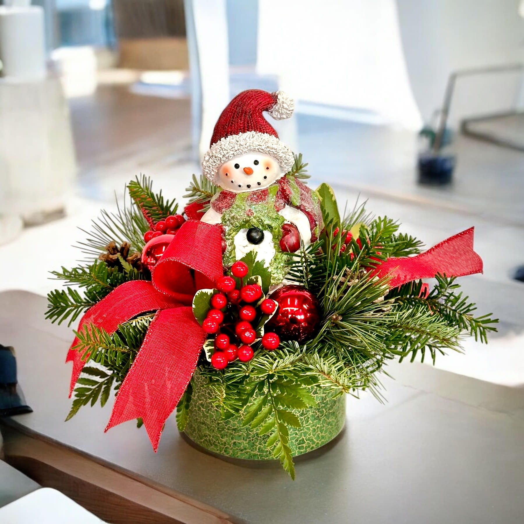 Frosty Keepsake Christmas Centerpiece Flower Bouquet